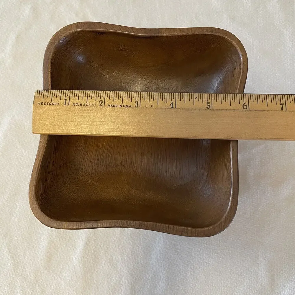 Wooden Bowls Square Rounded Corners marked Made in Philippines Set of 4